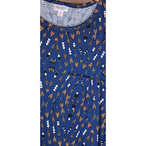 Lula Roe Pullover Short Sleeve T-Shirt Dress SIZE: XS BLUE MULTICOLOR DESIGN - Picture 4 of 5